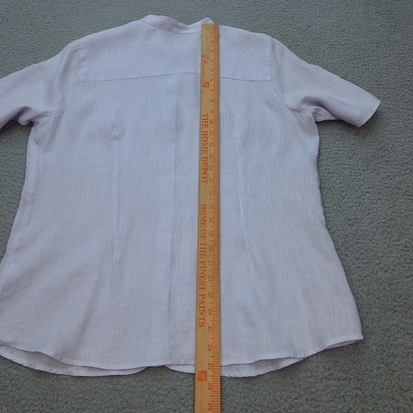 J‎ Jill Shirt Womens Medium Lavender Linen Band Collar Short Sleeve Button Up - Picture 5 of 10